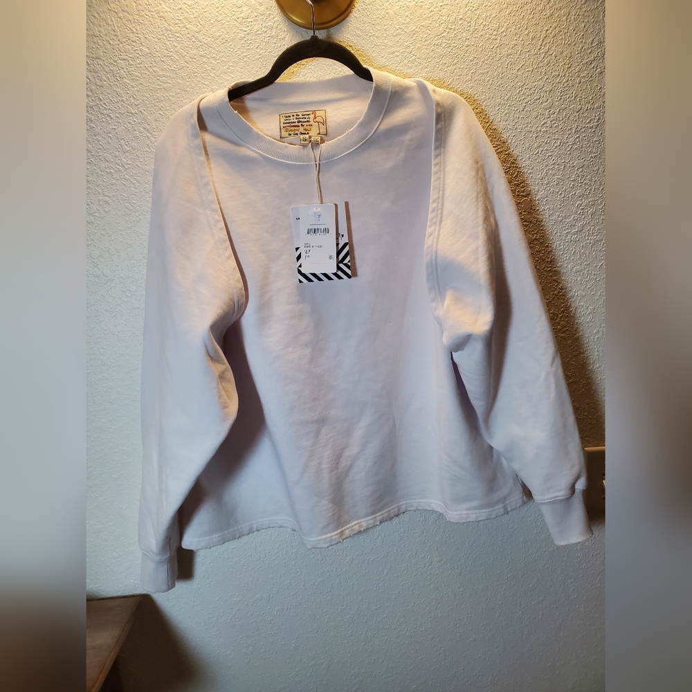 Free people sandrine Rose White Long Sleeve Pullover Sweatshirt Convertible S